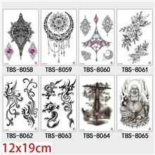 Gothic Flower Dragon The Monkey King Half Arm Sleeve Temporary Tattoo Stickers Set
