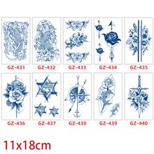 Gothic Flower Sword Temporary Tattoos Stickers Set