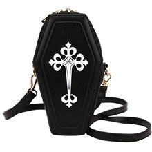 Gothic Black Coffin Shape PU Shoulder Bag Halloween Cosplay