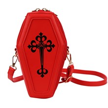 Gothic Red Coffin Shape PU Shoulder Bag Halloween Cosplay
