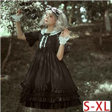 Japan Anime Cosplay Costume Gothic Black Dress