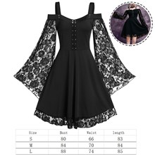 Gothic Black Lace Long Sleeve Dress Punk Cosplay Costume