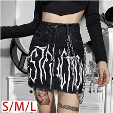 Gothic Denim Skirt Sexy Skirt With Chain