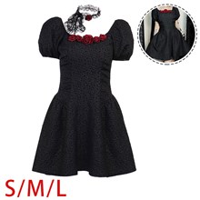 Gothic Black Short Sleeve Dress Punk Cosplay Costume