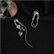 Gothic Love Heart Tassel Alloy Earrings Asymmetric Stud Earrings