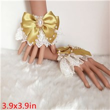 Gothic Lolita Women's Fingerless Short Lace Bow Gloves 