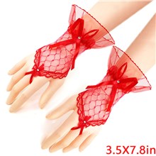 Womens' Wedding Gloves Fingerless Lace Gloves for Brides and Bridesmaids Lace Bow Gothic Gloves