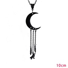 Gothic Fashion Alloy Moon Crow Pendant Necklace