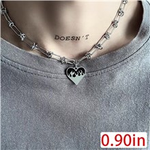 Gothic Love Heart Pendant Stainless Steel Necklace Punk Choker