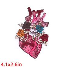 Gothic Heart Flower Embroidered Badge Patch