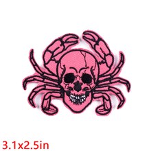Gothic Pink Skull Crab Embroidered Badge Patch