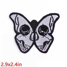 Gothic Butterfly Skull Embroidered Badge Patch