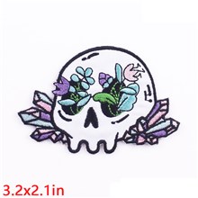 Skull Flowers Embroidered Badge Patch
