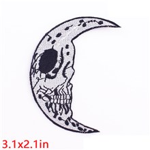 Gothic Skull Moon Embroidered Badge Patch