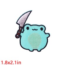 Animal Holding a Knife Frog Embroidered Badge Patch
