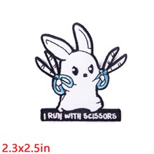 Animal Holding Scissors Rabbit Embroidered Badge Patch