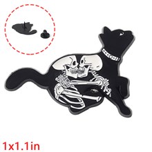Gothic Skeleton Black Cat Enamel Pin Brooch Badge