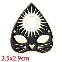Gothic Black Cat Sun Star Enamel Pin Brooch Badge