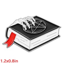 Gothic Magic Book Enamel Pin Brooch Black Art Badge