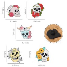 Skull Flowers Gothic Enamel Brooch Punk Pins Badge
