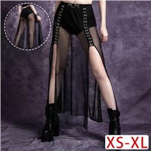 Gothic Black Women Tulle Long Skirts Mesh Sexy Skirt