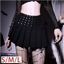 Gothic Black Women Mini Rivet Skirt Sexy Skirt
