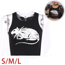 Women's Gothic Mouse Sleeveless Crop Tops Punk Tanks Sexy Tees