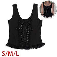 Women's Gothic Black Sleeveless Crop Tops Punk Tanks Sexy Tees Vest