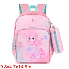Kids Mermaid Nylon Backpack for Girls Pink School Bag