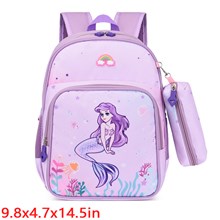 Kids Mermaid Nylon Backpack for Girls Cute School Bag