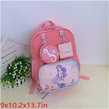 Kids Mermaid Canvas Backpack for Girls Cute School Bag
