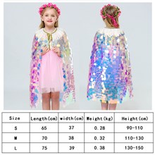 Girls Princess Cape Cloak Shiny Glitter Party Prop Kids Halloween Fancy Dress