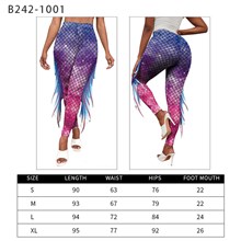 Womens Mermaid Leggings with Fins, 3D Realistic Printing High Waist Workout Pants