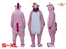 Unisex Adult Unicorn Pink Kigurumi Onesie Cosplay Animal Jumpsuit Costume
