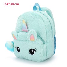 Unicorn Blue Plush Backpack Bag