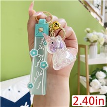 Cute Acrylic Unicorn Keychain Keyring With Wrist Lanyard Keychain Wristlet