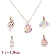 Cartoon Unicorn Alloy Necklace Set For Kids