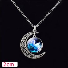 Unicorn Crescent Half Moon Pendant Necklace