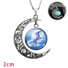 Unicorn Crescent Half Moon Pendant Necklace