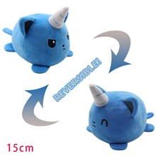 Reversible Plushie Blue Unicorn Stuffed Animal Reversible Mood Plush Double-Sided Flip Show Your Mood!