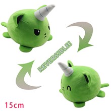 Reversible Plushie Green Unicorn Stuffed Animal Reversible Mood Plush Double-Sided Flip Show Your Mood!