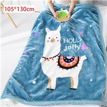 Alpaca Cartoon Coral Velvet Fuzzy Blanket for Bedroom Bed Couch Chair Living Room Air Conditioning Cool Blanket