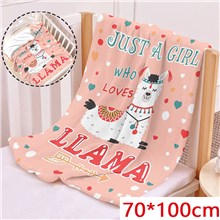 Cute Cartoon Alpaca Llama Soft Flannel Blankets Gift for Kids