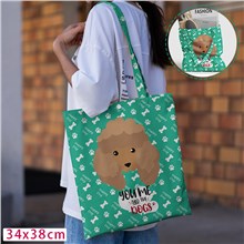Poodle Green Canvas Shoulder Bag Shopping Bag