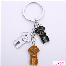 Poodle Pet Dog ID Tag Keychain Cute Portable Metal Keying Key Decor Car Keyring 