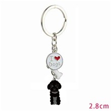Poodle Black Pet Dog ID Tag Keychain Cute Portable Metal Keying Key Decor Car Keyring 
