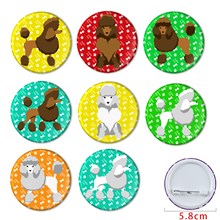 Poodle Buttons Pins Badges Set