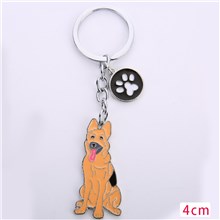 German Shepherd Dog Pet Dog ID Tag Keychain Cute Portable Metal Keying Key Decor Car Keyring 