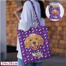 Golden Retriever Purple Canvas Shoulder Bag Shopping Bag