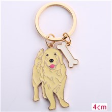 Golden Retriever Pet Dog ID Tag Keychain Cute Portable Metal Keying Key Decor Car Keyring 